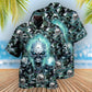 Blue Skull Hawaiian Shirt With All Over Print For Coastal Vacations Warm Weather Events And Daily Style
