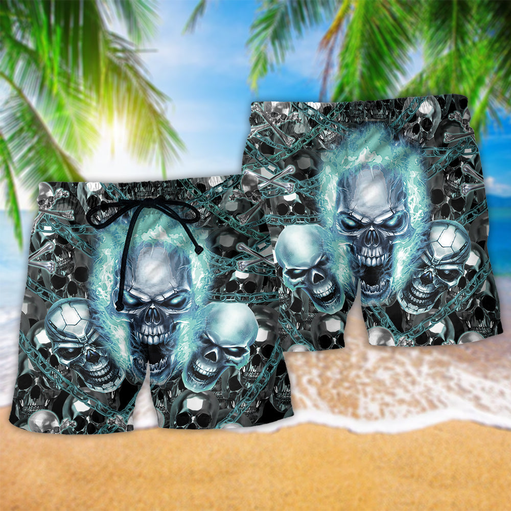 Skull Screaming So Cool Hawaiian Print Beach Shorts For Fantasy Fan Beach Days