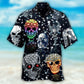 Diamond Skull Hawaiian Shirt With Detailed Graphic For Tropical Holiday Resort Parties And Everyday Style