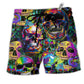 Skull Smiley So High Hawaiian Print Beach Shorts For Coastal Trips And Outdoor Wear