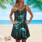 Skull Smoke Green V-Neck Sleeveless Cami Dress For Weekend Parties And Distinctive Outfits