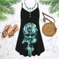 Skull Smoke Rose Skull V-Neck Sleeveless Cami Dress For Weekend Parties And Distinctive Outfits