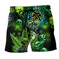 Skull Green Playful Beach Shorts For Summer Vacation And Coastal Travel