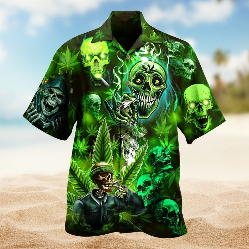 Dark Skull Hawaiian Shirt For Tropical Holidays, Outdoor Gatherings, And Everyday Comfort