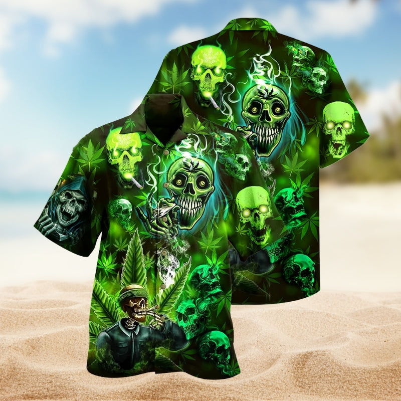 Dark Skull Hawaiian Shirt For Tropical Holidays, Outdoor Gatherings, And Everyday Comfort