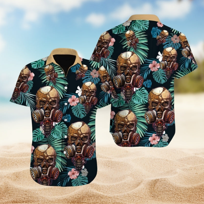 Vintage Skull Hawaiian Shirt For Seasonal Celebration, Island Getaway, And Thoughtful Gifting