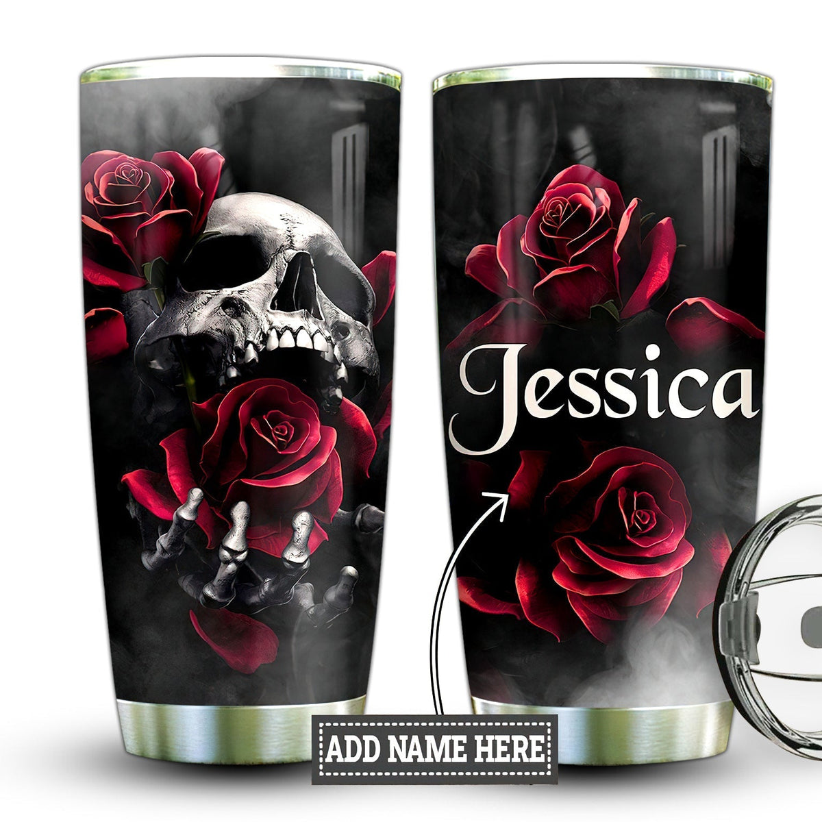 Skull Rose Personalized 20 Oz Tumbler For Coffee Travel And Daily Drinks