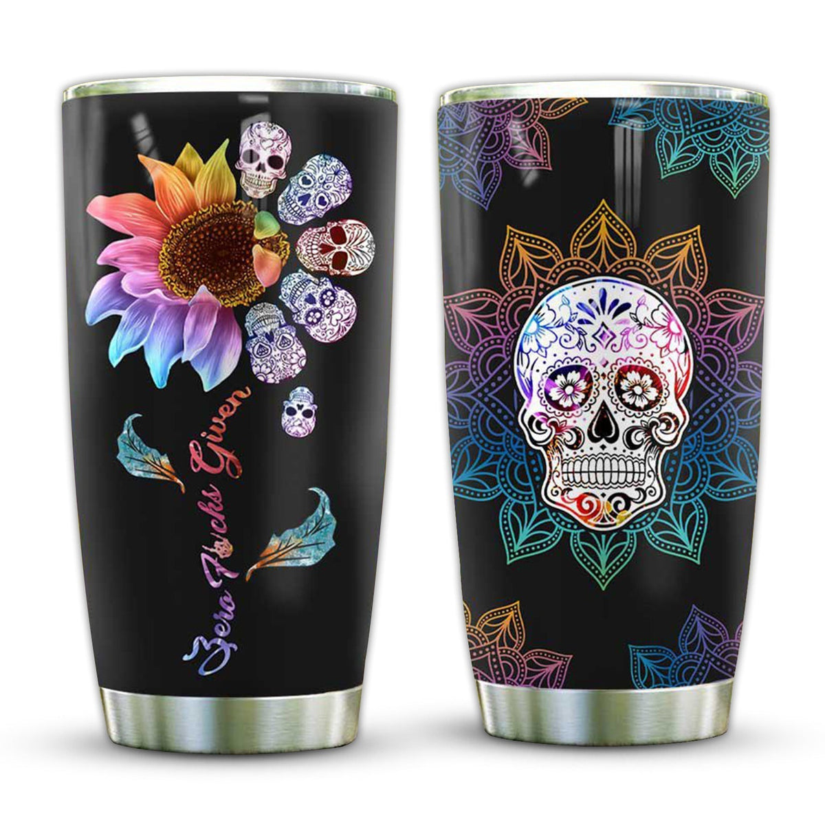 Skull Floral 20 Oz Tumbler For Coffee Travel And Daily Drinks