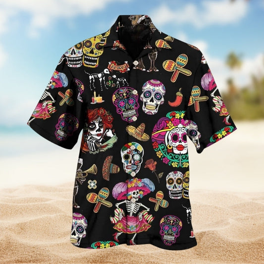 Bold Skull Attitude Hawaiian Shirt For Island Vacations, Resort Wear, And Relaxed Seasonal Style