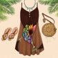 Sugar Skull Sunflower Leather V-Neck Sleeveless Cami Dress For Travel And Expressive Warm Weather Fashion