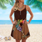 Sugar Skull Sunflower Leather V-Neck Sleeveless Cami Dress For Travel And Expressive Warm Weather Fashion