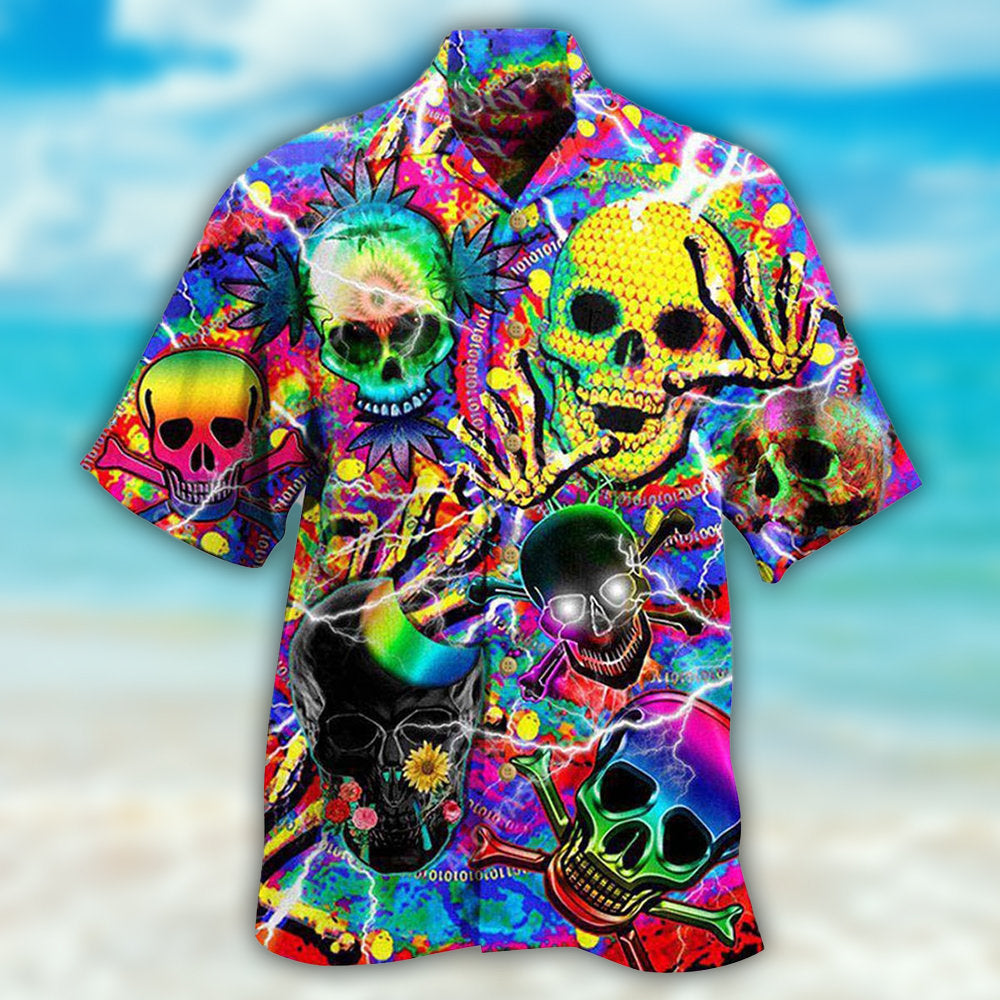Skull Hawaiian Shirt With Detailed Graphic For Resort Getaways Summer Adventures And Casual Gifting