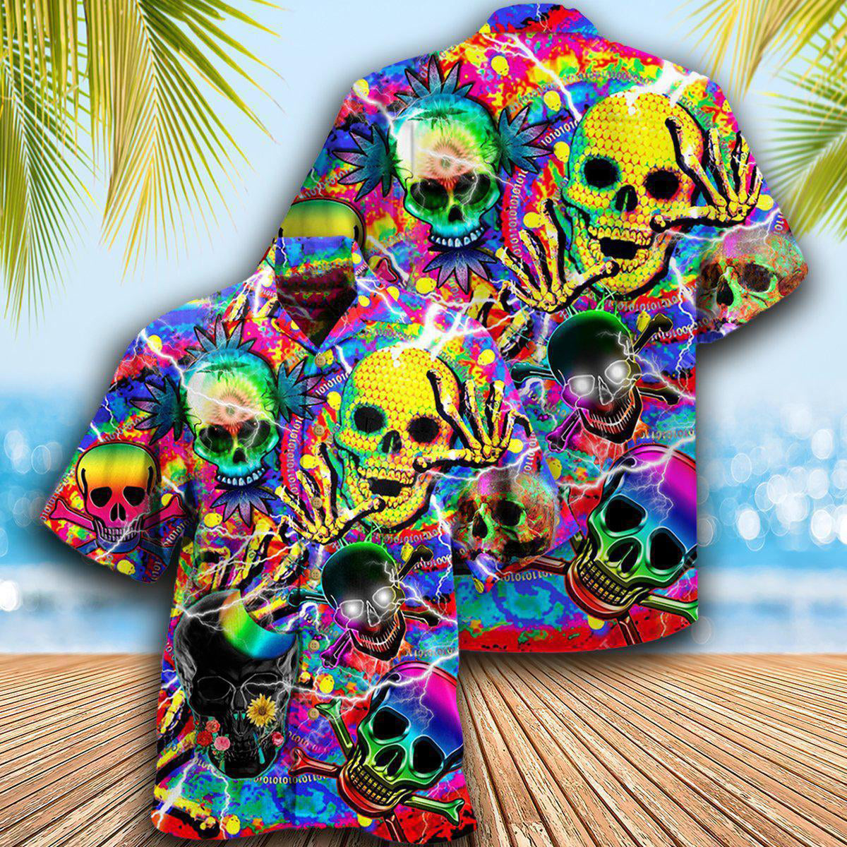 Skull Hawaiian Shirt With All Over Print For Resort Getaways Summer Adventures And Casual Gifting