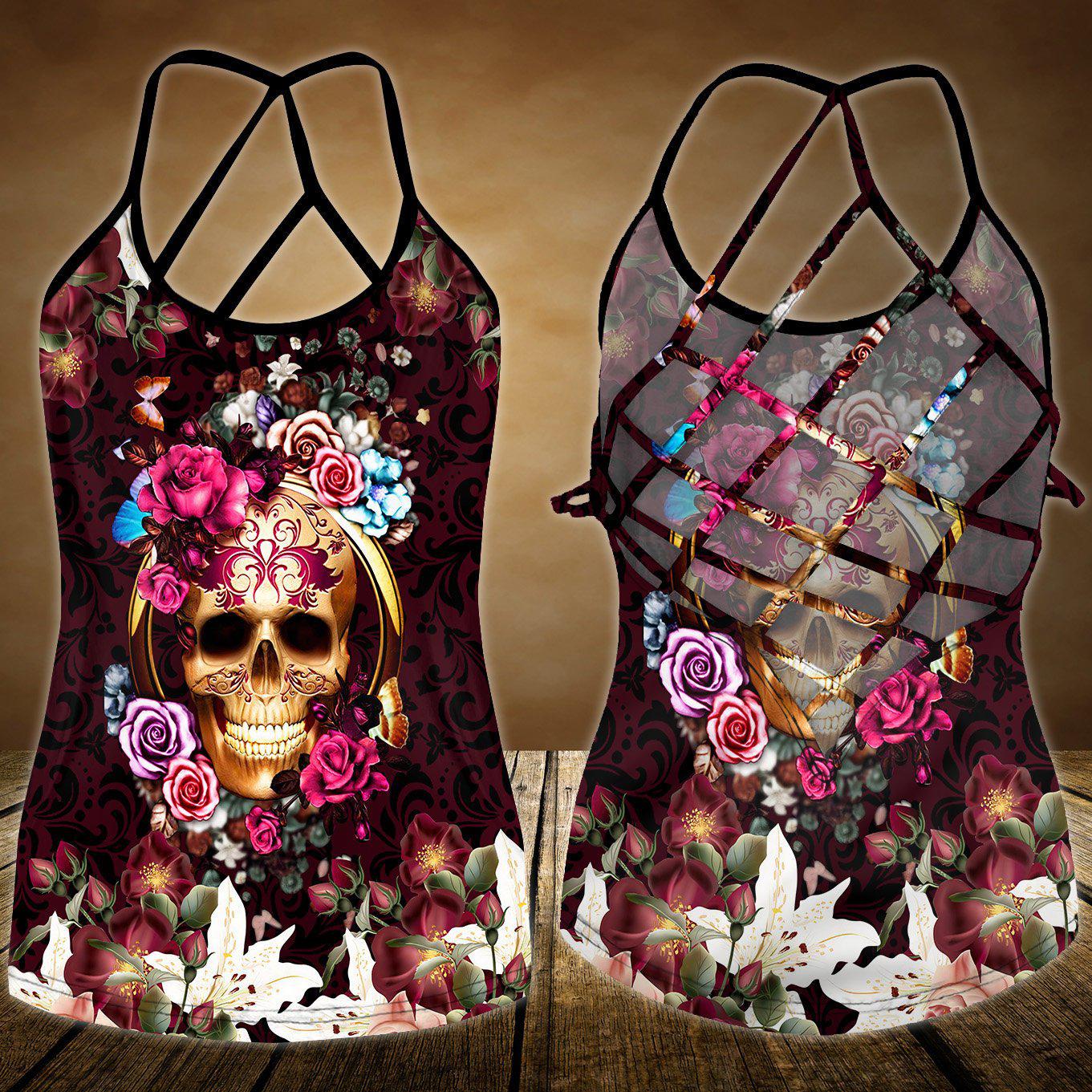 Skull Lady Hollow Tank Top For Active Days And Statement Style