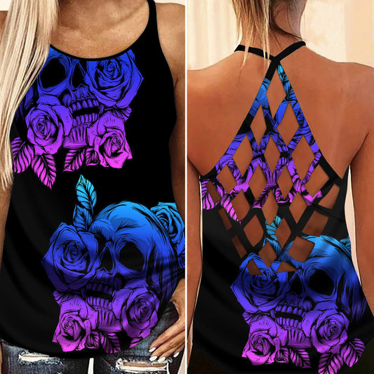 Skull Lady Hollow Tank Top For Fitness Sessions And Daily Wear