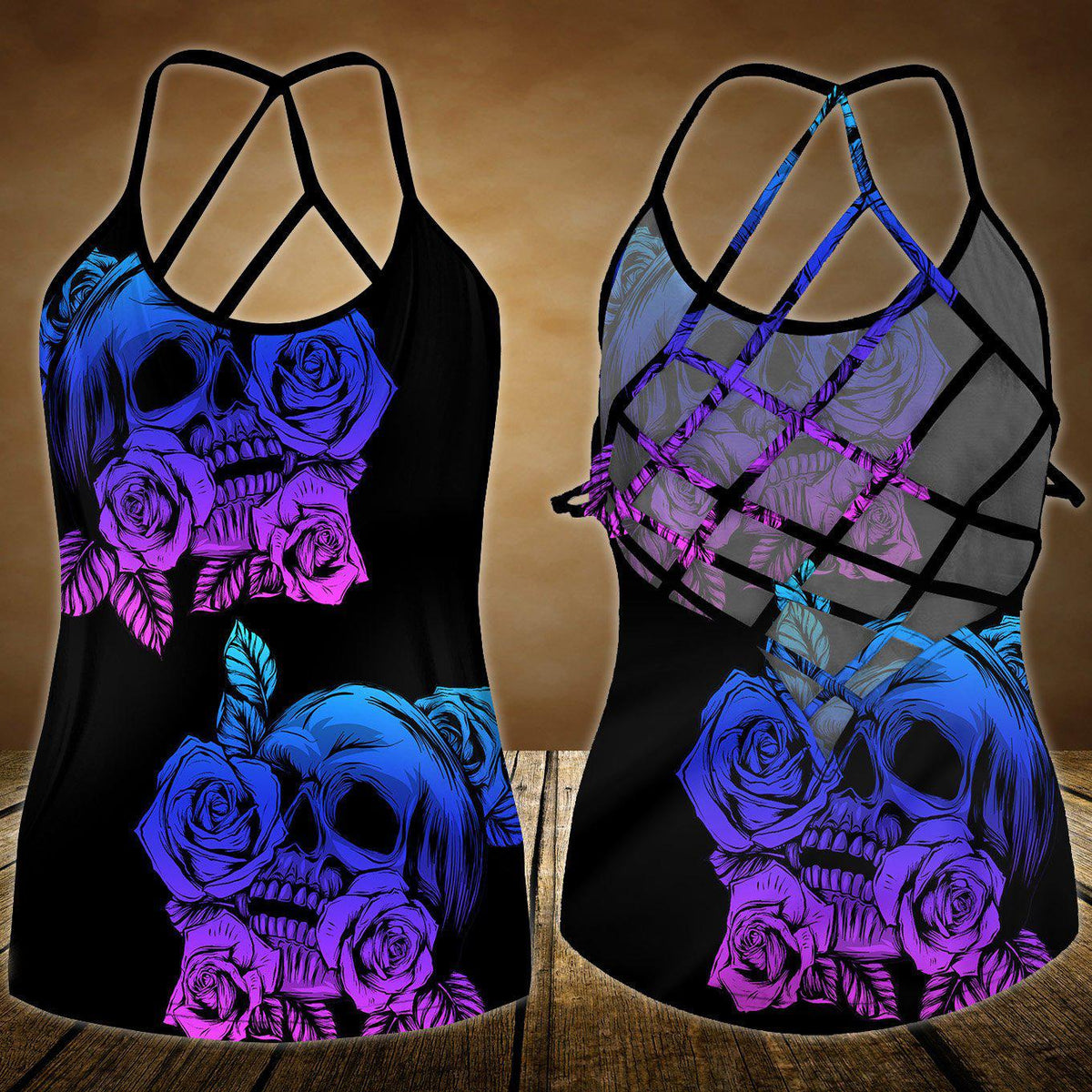 Skull Lady Hollow Tank Top For Fitness Sessions And Daily Wear