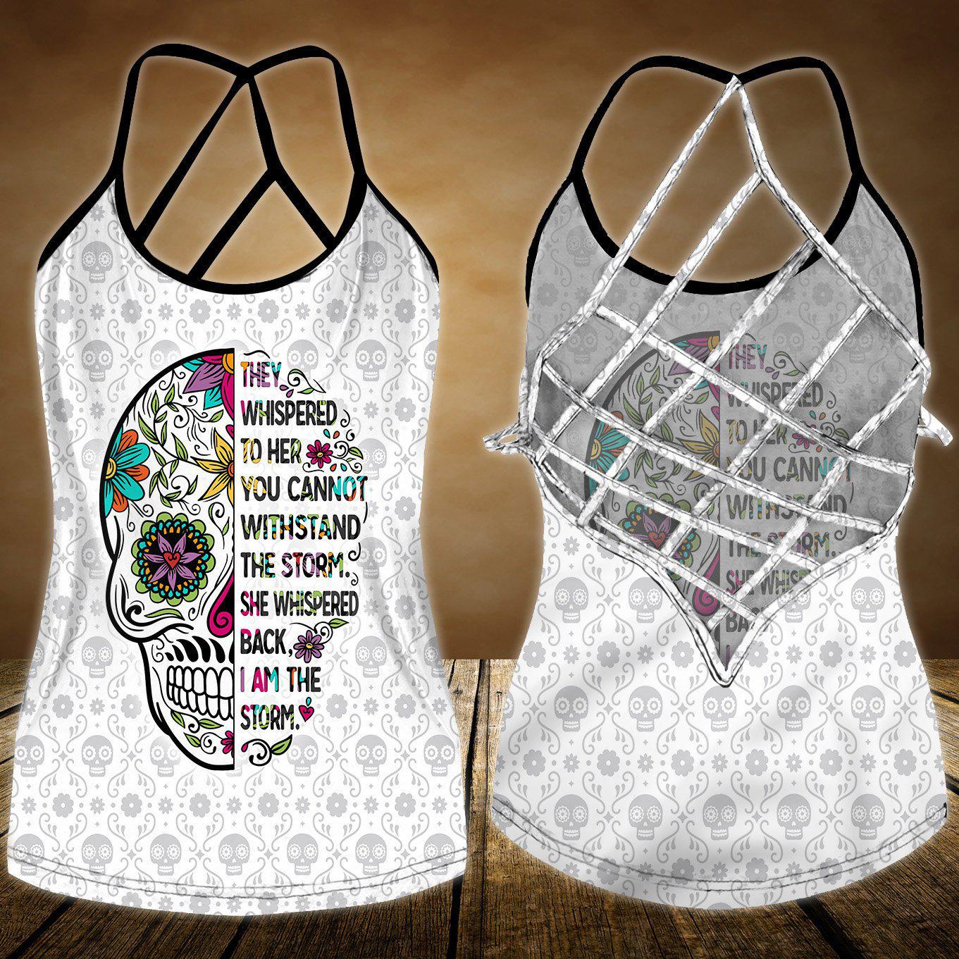 Skull Lady Hollow Tank Top For Studio Workouts And Confident Outfits