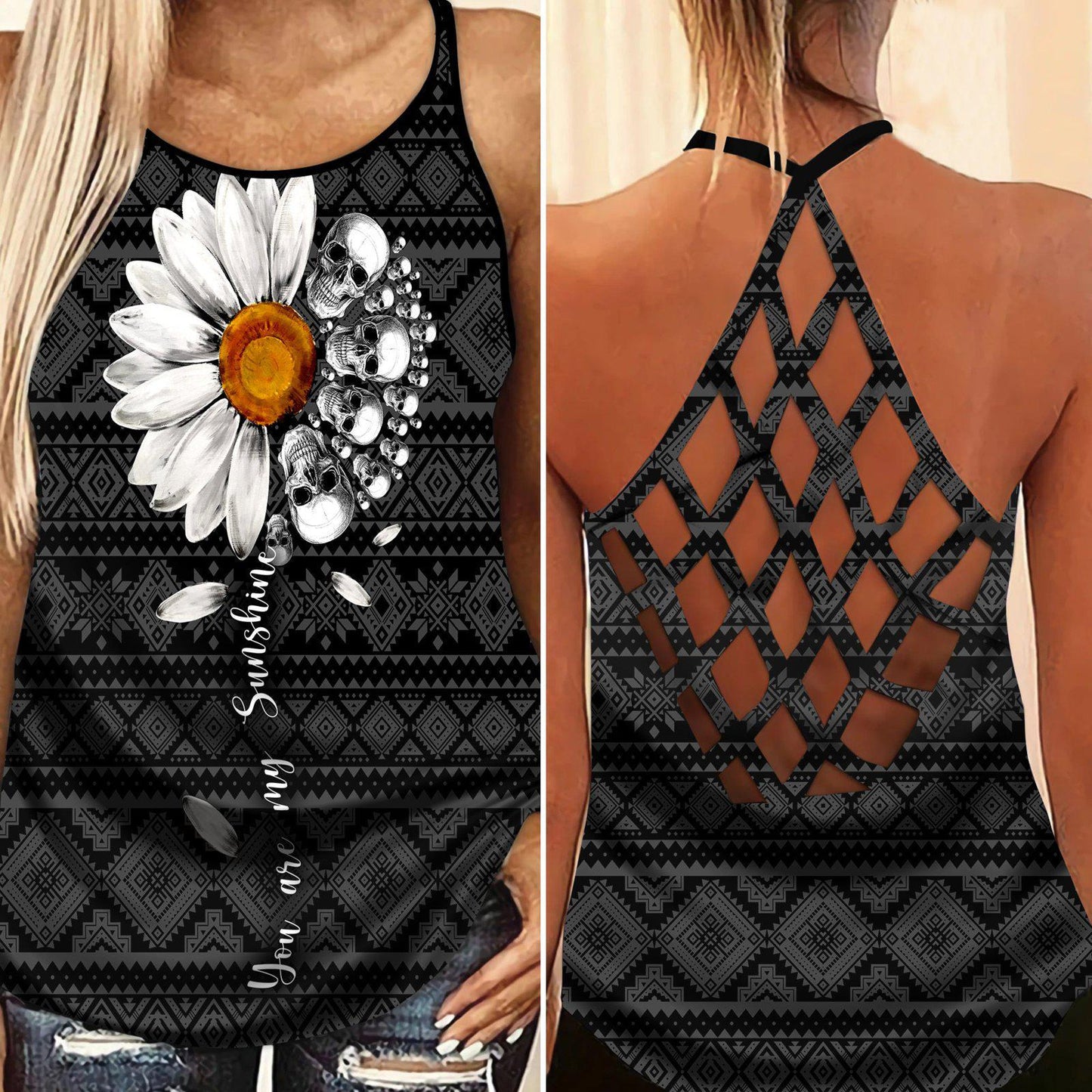 Skull Lady Hollow Tank Top For Workouts And Thoughtful Gifting