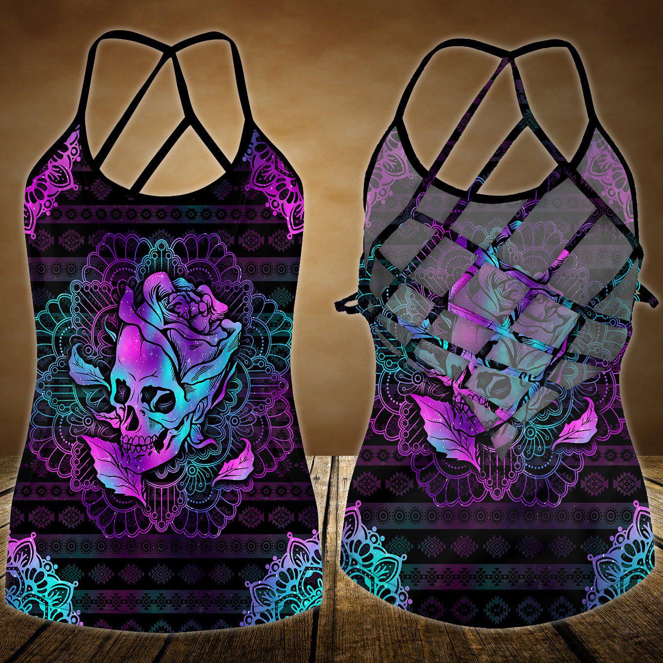 Skull Lady Hollow Tank Top For Fitness Days And Bold Weekend Wear