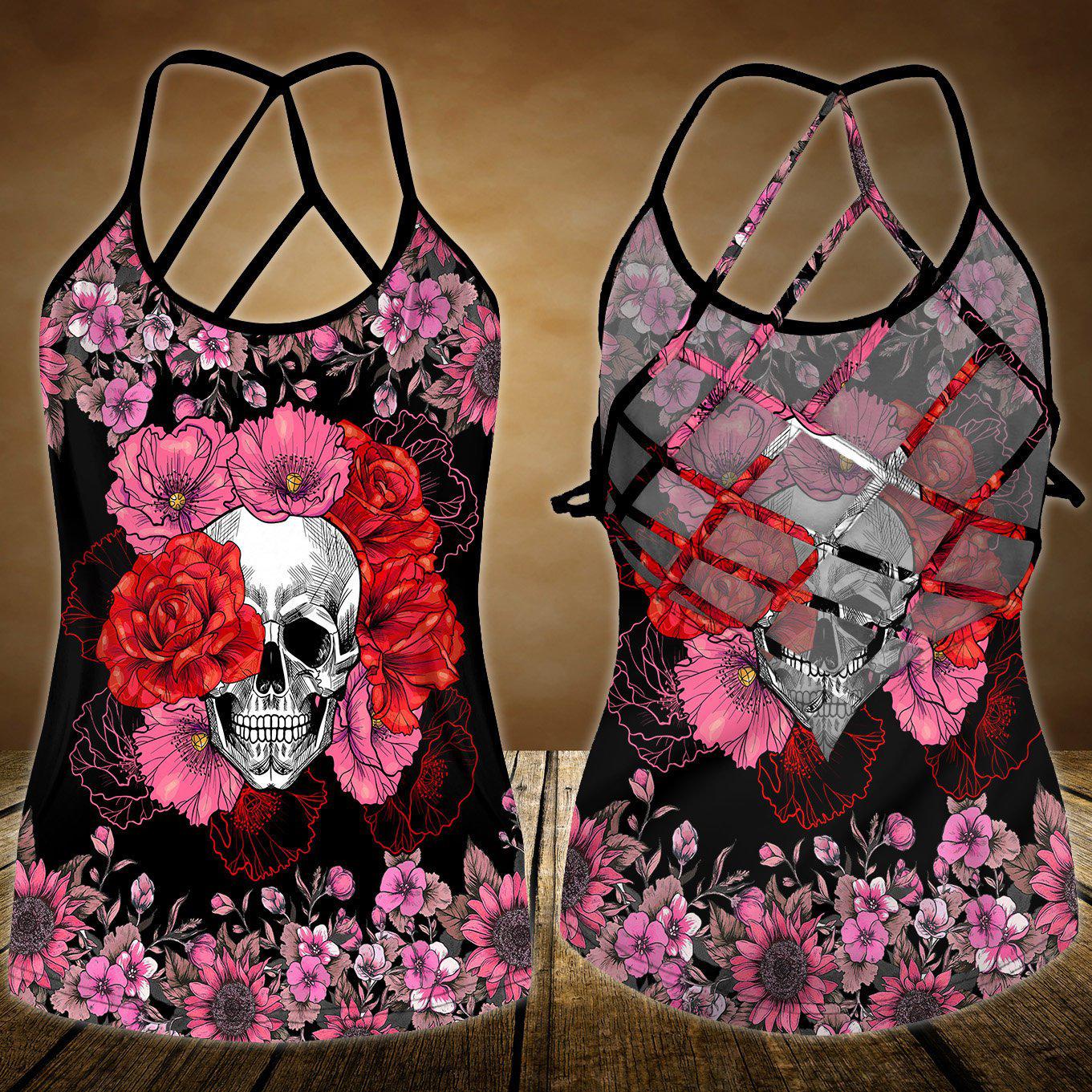 Skull Lady Hollow Tank Top For Summer Events And Alternative Outfits