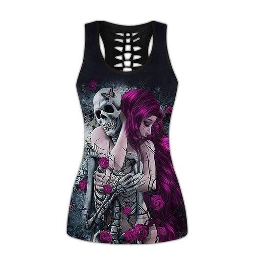 Skull Tattoo Girl Dark Ink Art Hollow Tank Top For Workouts Festivals And Bold Style