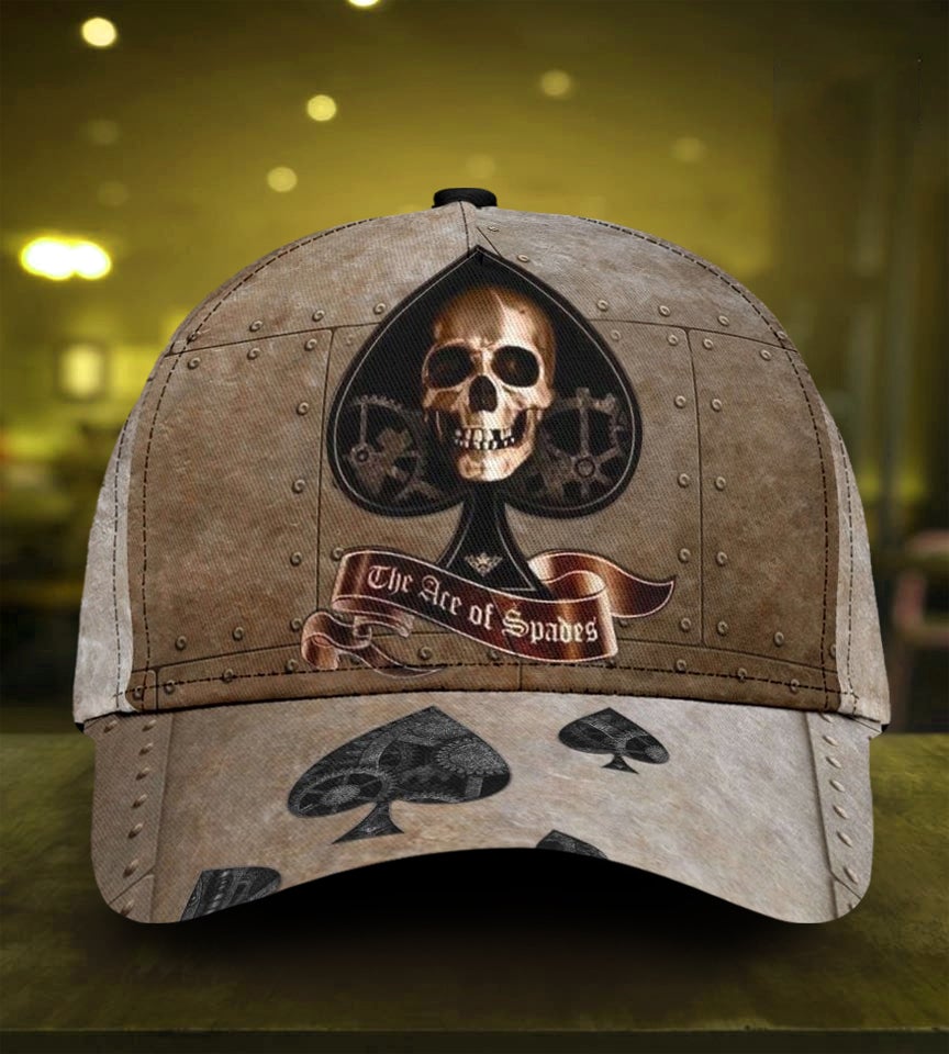 Skull Ace Of Spades Classic Cap For Beach Outings Holidays And Thoughtful Everyday Style