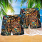 Skull Treasure Journey Beach Shorts Print Detail For Dark Fantasy Summer Style