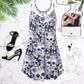 Skull Tropical Skull V-Neck Sleeveless Cami Dress For Halloween Gatherings And Casual Styling