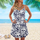 Skull Tropical Skull V-Neck Sleeveless Cami Dress For Halloween Gatherings And Casual Styling