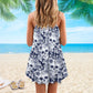 Skull Tropical Skull V-Neck Sleeveless Cami Dress For Halloween Gatherings And Casual Styling