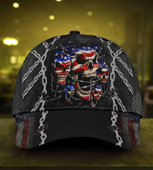 Skull American Flag Patriotic Classic Cap For Daily Comfort Outdoor Fun And Weekend Vacations