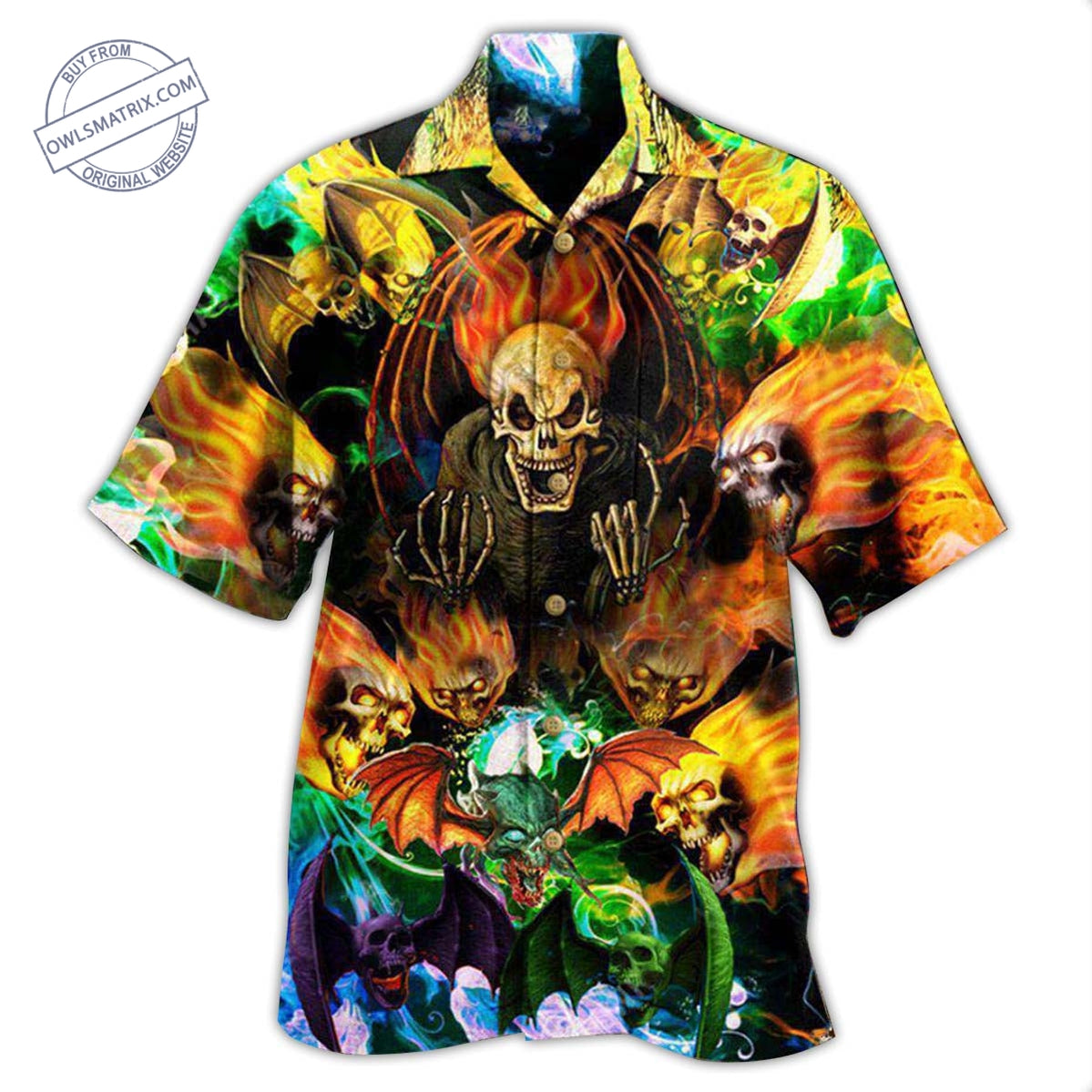 Skull Bat Wings Hawaiian Shirt For Halloween Parties, Beach Trips, And Bold Seasonal Style