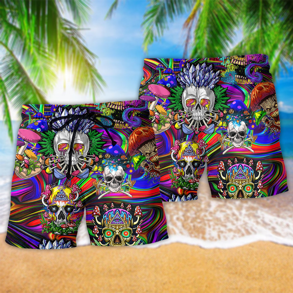 Colorful Skull Weird And Proud Quote Beach Shorts For Warm Weather Travel And Everyday Comfort