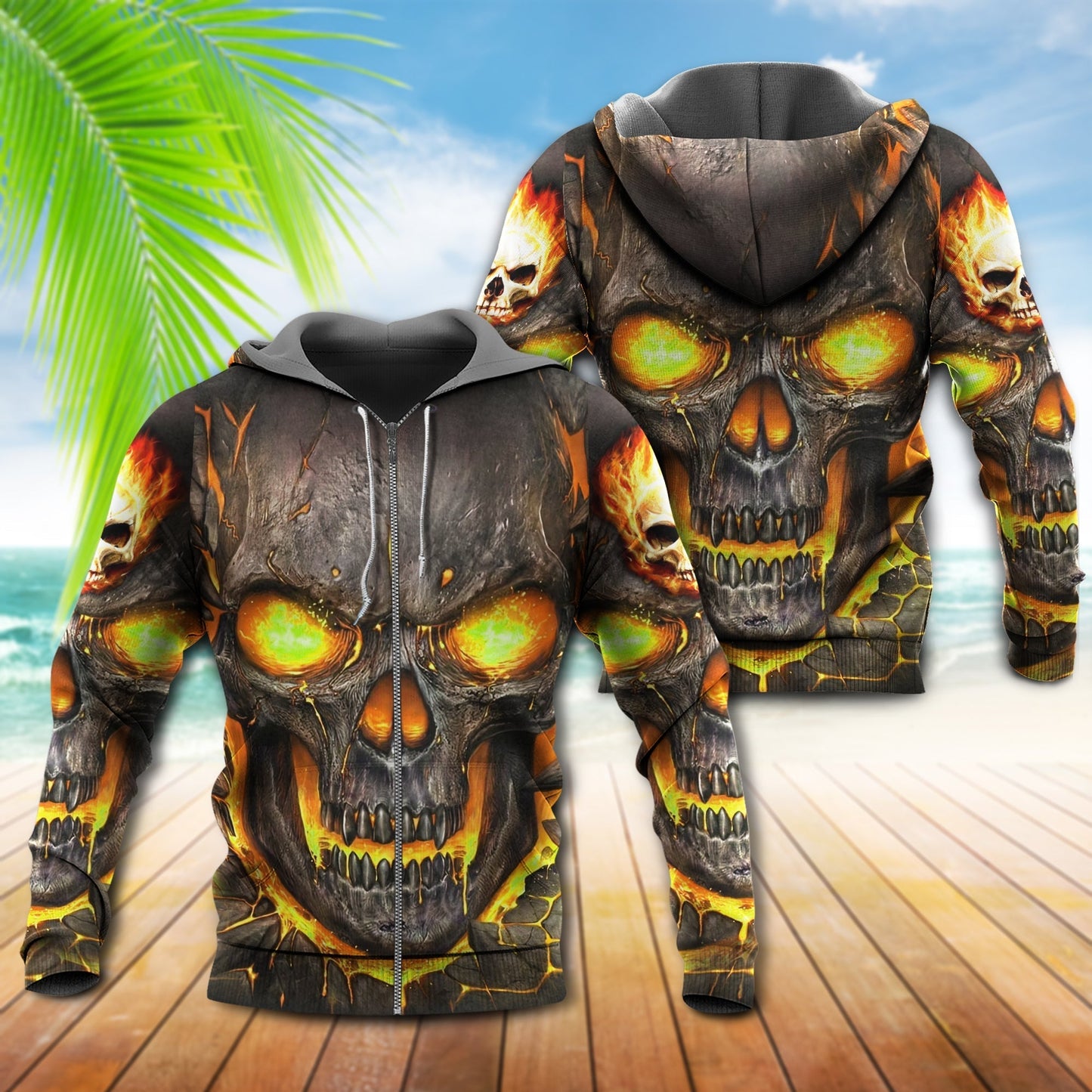 Skull Fire Power Hoodie For Alternative Outfits Travel And Distinctive Casual Wear