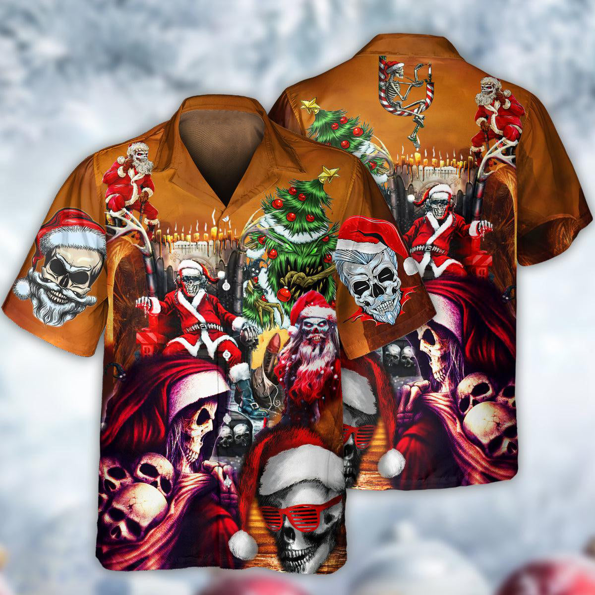 Christmas Cute Skull Hawaiian Shirt With All Over Print For Tropical Escapes Resort Wear And Outdoor Celebrations