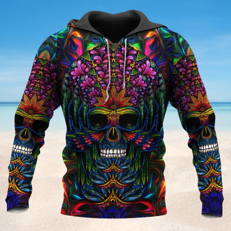 Colorful Skull Hoodie For Alternative Events Seasonal Outings And Gift Ideas