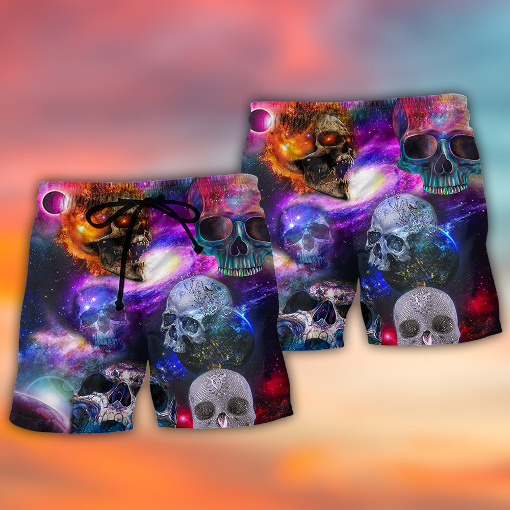 Skull So Amazing Galaxy Beach Shorts For Warm Weather Travel And Everyday Comfort