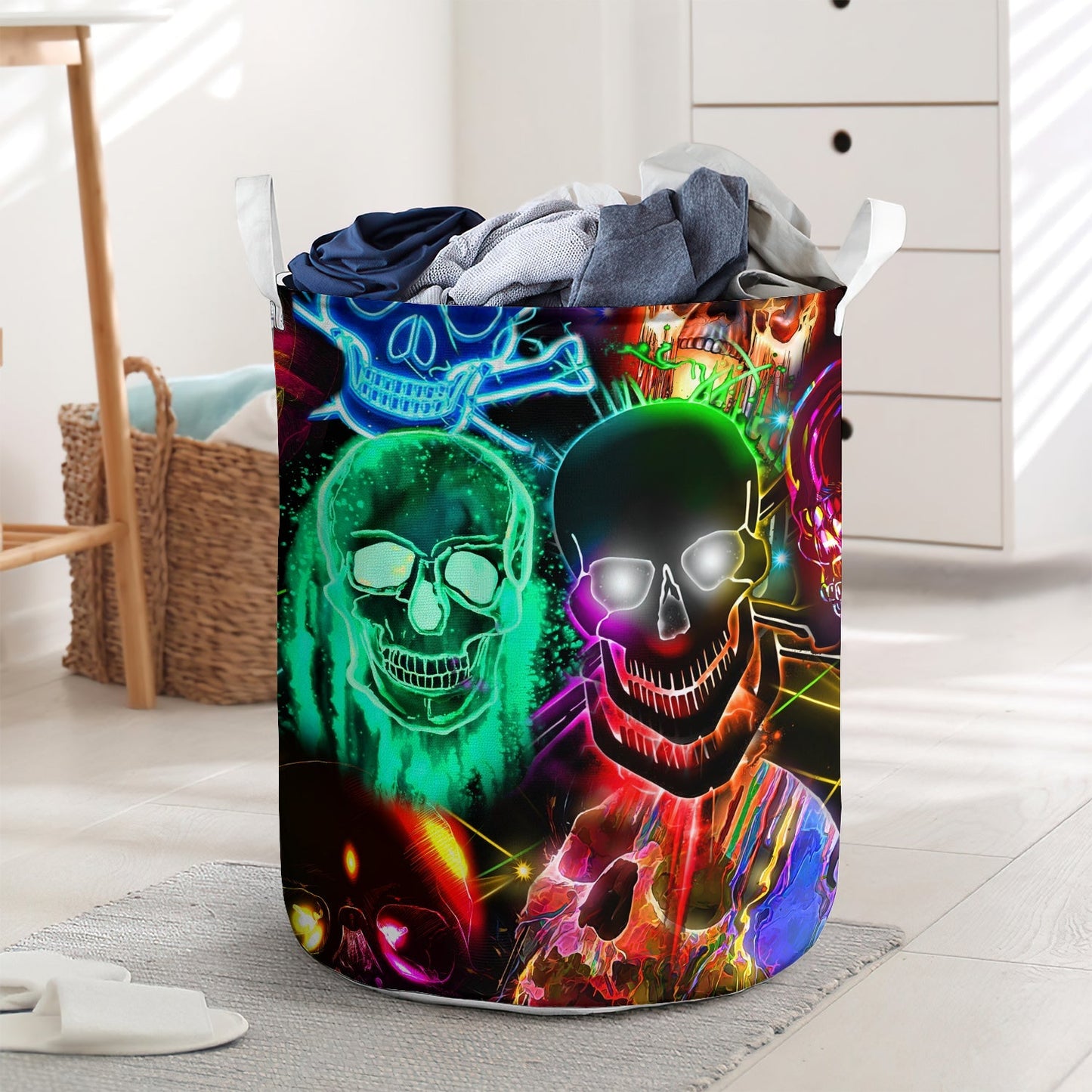 Skull Glowing Scare Style Laundry Basket For Bathroom Bedroom Storage