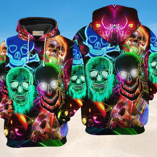Neon Skull Glowing Hoodie For Gothic Art Lovers Daily Wear And Weekend Adventures