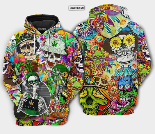 Hippie Skull Life Style Leaf - Hoodie - Owl Ohh