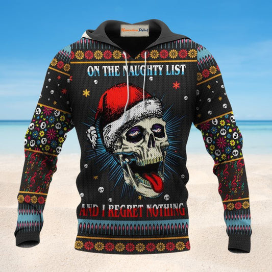 Skull Naughty List Hoodie For Alternative Outfits Travel And Distinctive Casual Wear