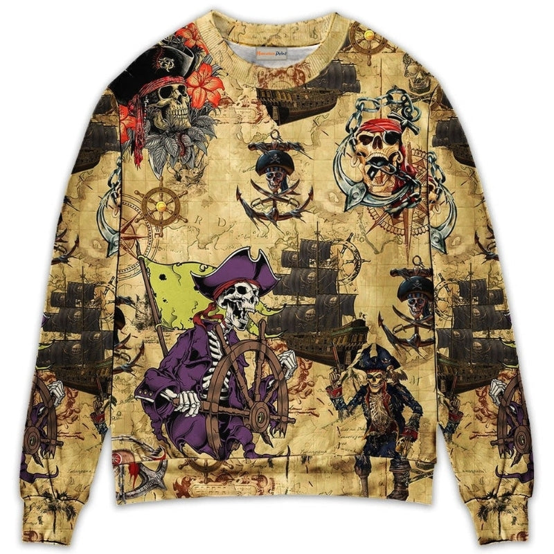 Skull Pirate Dark Adventure Sweater For Bold Streetwear Travel And Relaxed Everyday Styling