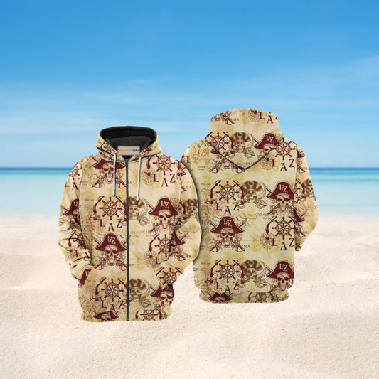 Skull Pirate Hoodie For Dark Themed Outfits Outdoor Trips And Casual Comfort