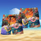 Colorful Skull Wave Beach Shorts Pattern Detail For Outdoor Activities And Bright Seasonal Outfits