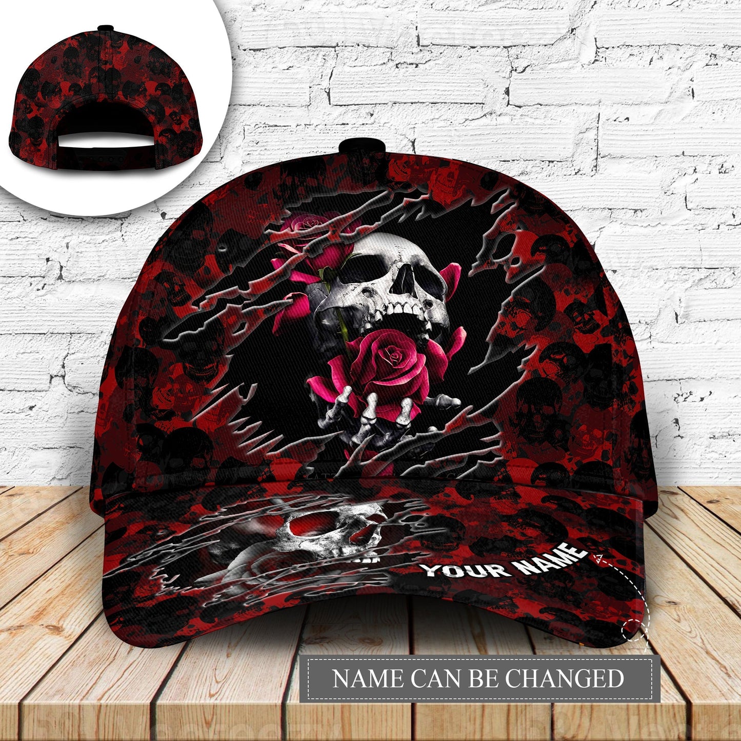 Skull Rose Red Personalized Classic Cap For Everyday Accessories Vacations And Outdoor Fun