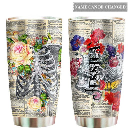 Skull And Floral In My Mind Personalized 20 Oz Tumbler For Coffee Travel And Daily Drinks