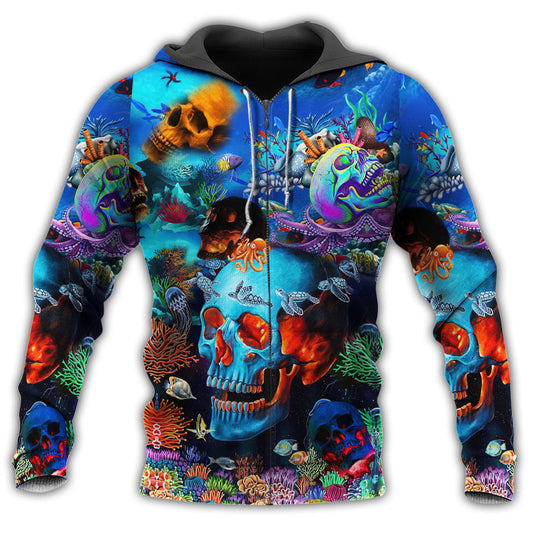 Blue Skull Deep Ocean Hoodie For Sea Enthusiasts Vacation Style And Comfortable Layering