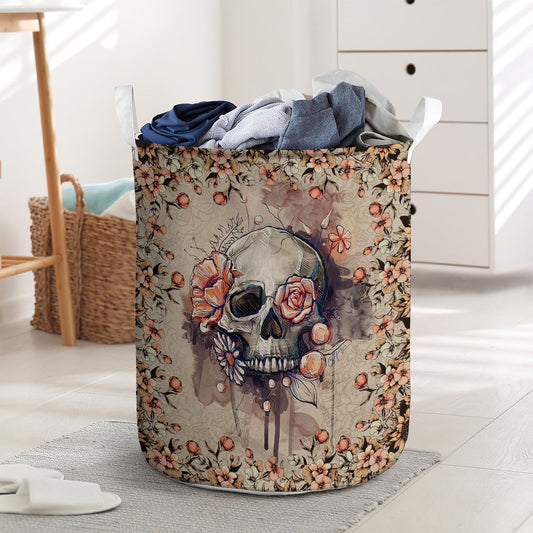 Skull Flowers Love Life Laundry Basket For Bathroom Bedroom Storage