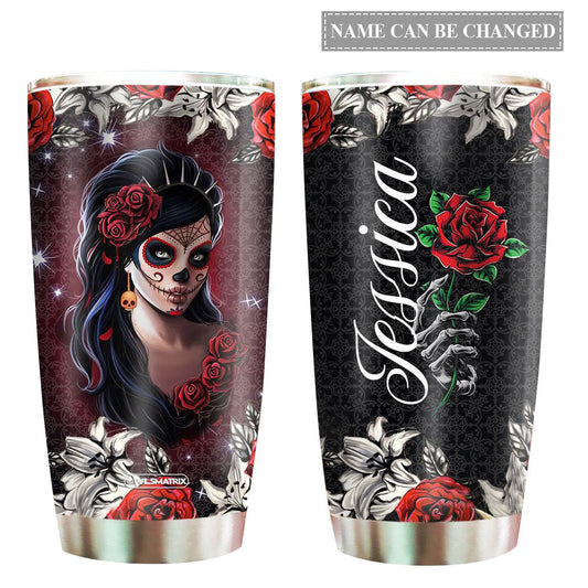 Skull Rose Girl Personalized 20 Oz Tumbler For Coffee Travel And Daily Drinks