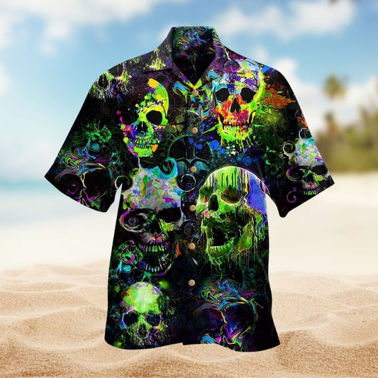 Bold Skull Attitude Hawaiian Shirt For Mythic Art Lovers, Coastal Outings, And Thoughtful Gift Giving